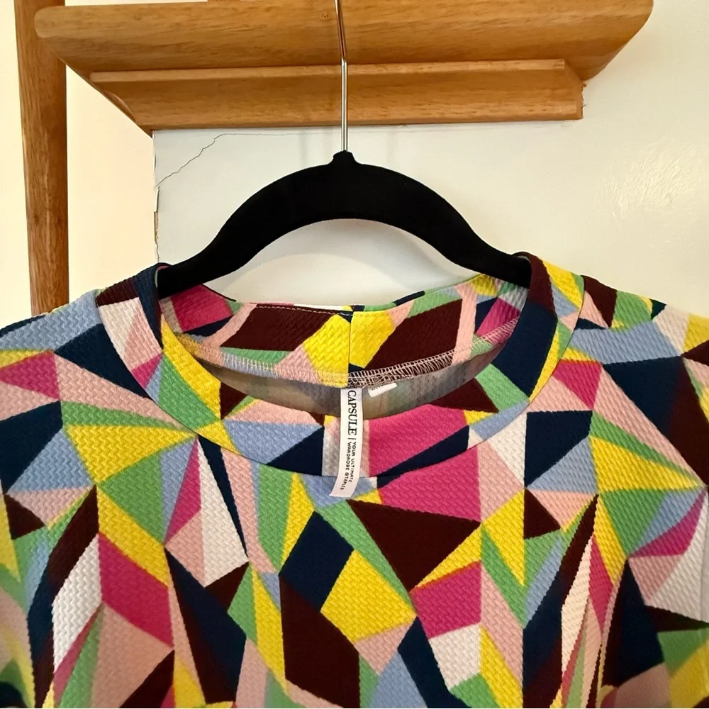 Multicolor Geometric Pattern Dress - Picture 3 of 6
